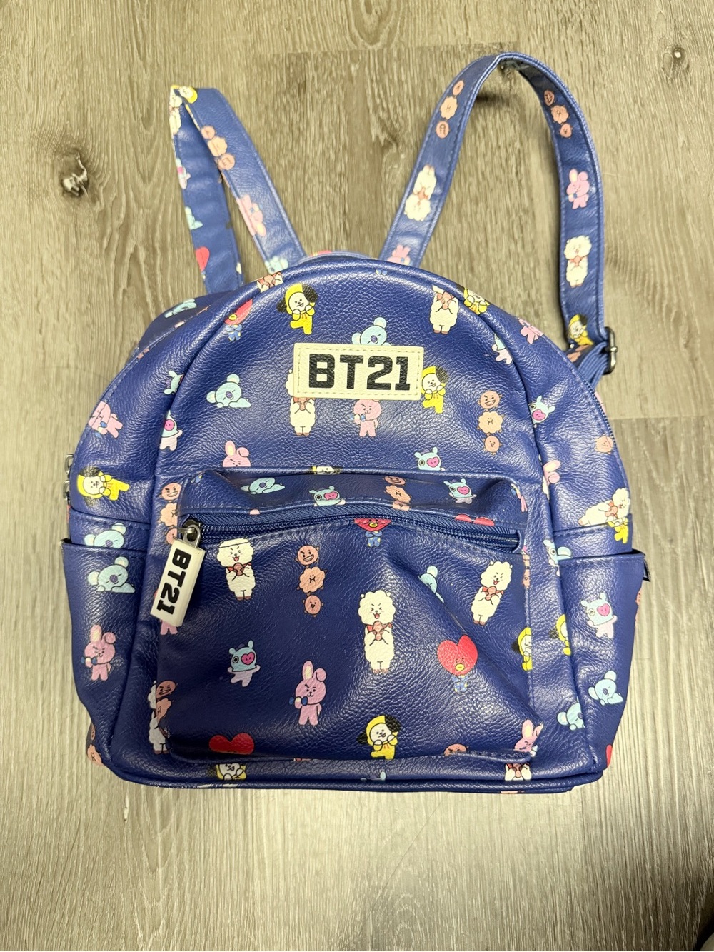 Kids Mini Backpack in Navy Blue with Character Pattern